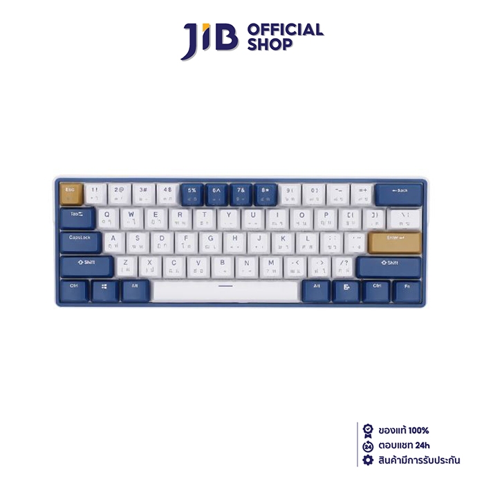 WIRELESS KEYBOARD (คีย์บอร์ดไร้สาย) ROYAL KLUDGE RK61 PLUS (WHITE-BLUE) (RK BLUE SWITCH - RGB LED - 