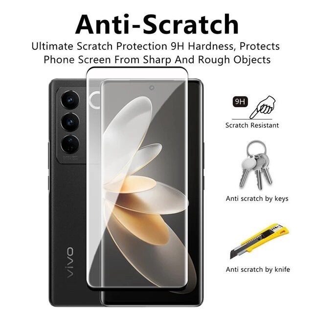 ฟิล์มกระจก กาวขอบ สำหรับจอโค้ง For VIVO V27 V27Pro V29 V29lite V29E V30 V30Pro X100 X100PRO 5G กาวขอบข้าง Temperedglass