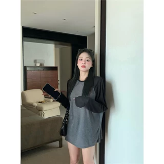 Cicishop(3325)เสื้อแขนยาวสีทูโทน ทรงoversize ใส่สบาย ไม่ควรพลาด เหมาะกับทุกวัย