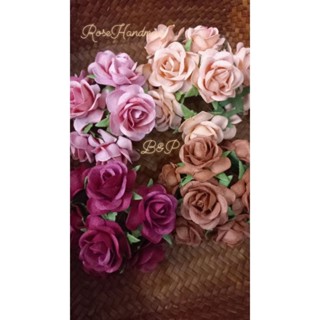 *ถูกดีพร้อมส่ง กุหลาบกระดาษสาอัดกลีบ แฮนด์เมด ดอก4cm.แพค 12ด…
