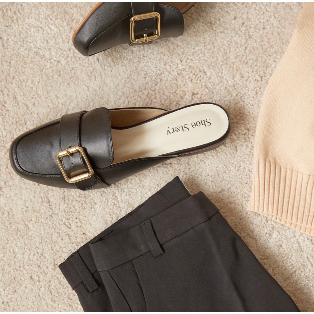 Shoe Story รุ่น Rika Groove รองเท้าผู้หญิง รองเท้าแตะ เปิดส้น ส้นแบน ใส่ง่าย ใส่สบาย แมทช์ชุดง่าย