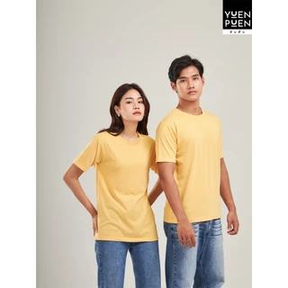 YuenPuen เสื้อยืดคอกลม สีมัสตาร์ด ยืนพื้น ไม่ยืดไม่ย้วย เสื้อสีพื้น ผ้าCotton ผสม Polyester ผ้านุ่ม