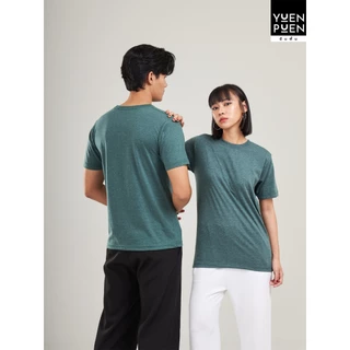 YuenPuen เสื้อยืดคอกลม สีเขียว ยืนพื้น ไม่ยืด ไม่ย้วย เสื้อสีพื้น ผ้าCotton ผสม Polyester ผ้านุ่ม