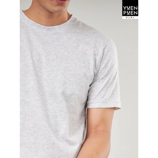 YuenPuen เสื้อยืดคอกลม สีเทาอ่อน ยืนพื้น ไม่ยืด ไม่ย้วย ไม่ต้องรีด สีพื้น เนื้อผ้านุ่มใส่สบาย