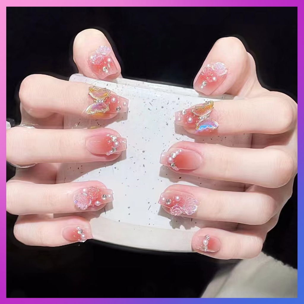 ผลิตภัณฑ์ใหม่ทำเล็บ[DD204]เล็บปลอม 3D สไตล์โมเดิร์นใช้งานง่าย กล่องละ 24 ชิ้น