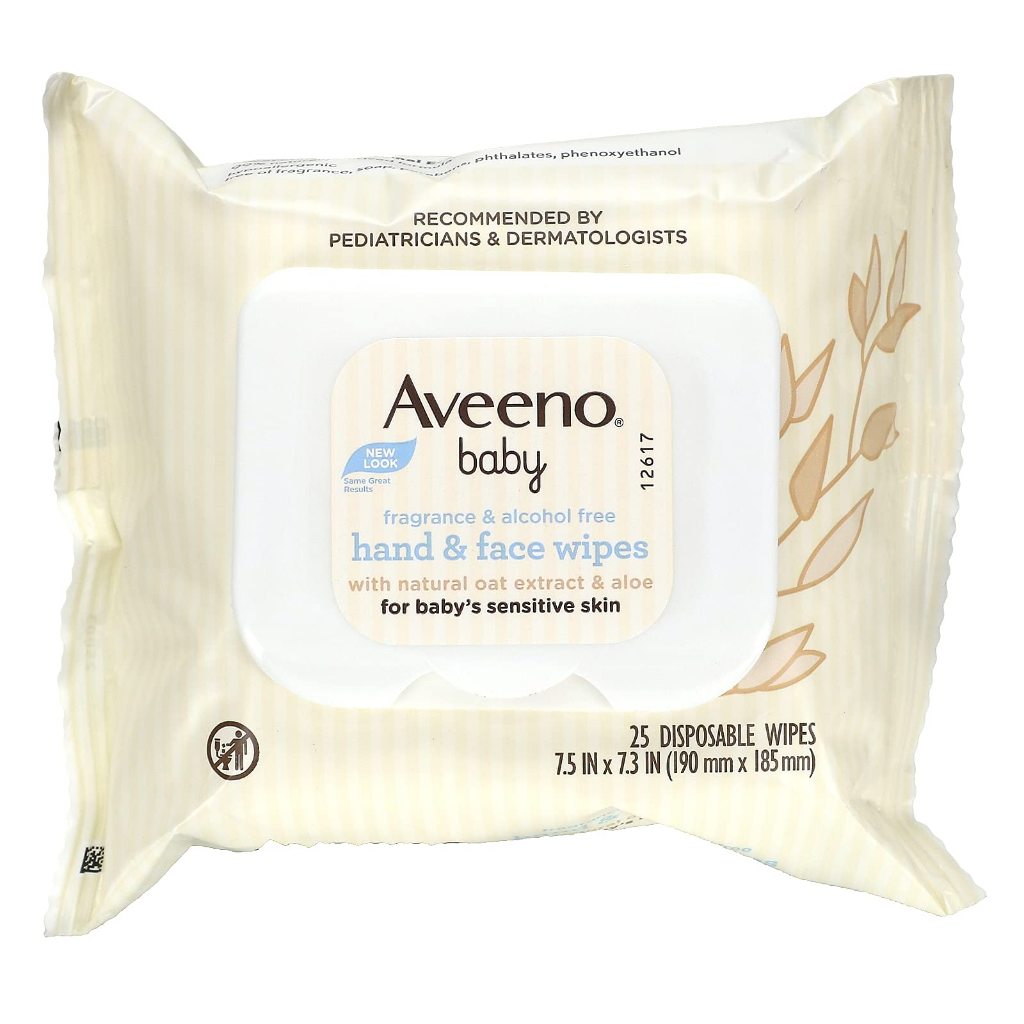 พร้อมส่ง ของแท้ Aveeno Baby Hand & Face Wipes (25 Wipes)/All Over Wipes (64 Wipes) (Imported)