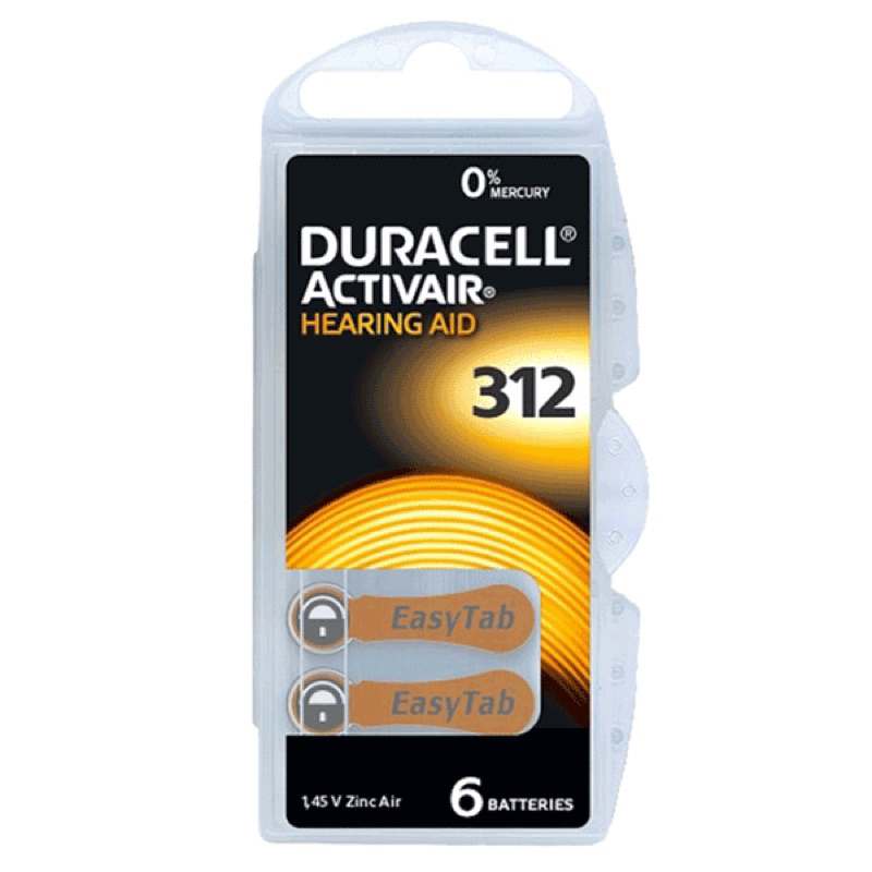 ถ่านเครื่องช่วยฟัง เบอร์ 312 Duracell (6 ก้อน / แผง)✨