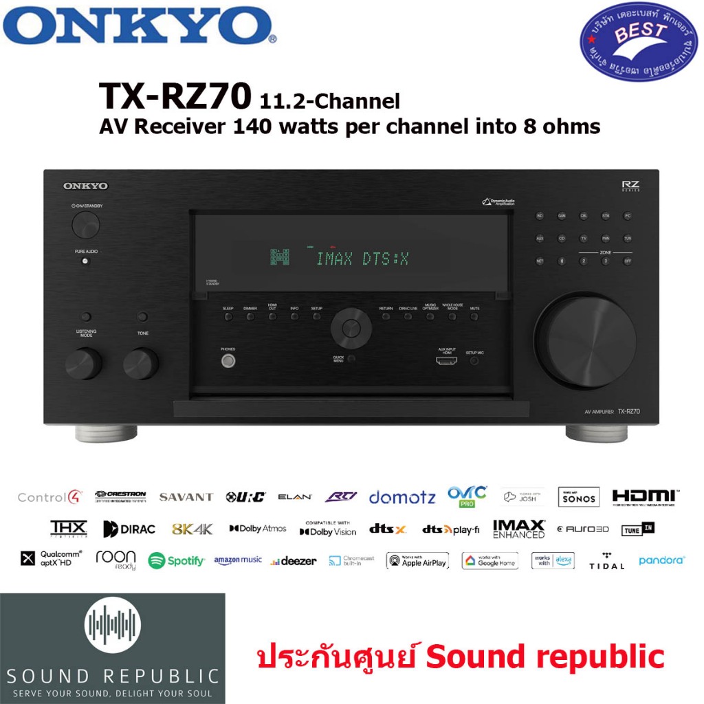 ONKYO TX-RZ70 11.2-Channel AV Receiver 140 watts per channel into 8 ohms