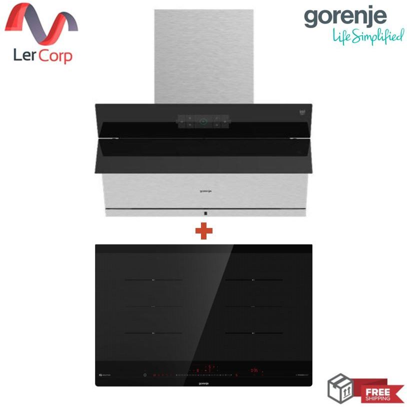 (Gorenje) เครื่องดูดควันติดผนัง 90 ซม. รุ่น PWHI93XGB + เตาอินดักชั่น 4 Zones รุ่น IS846BG