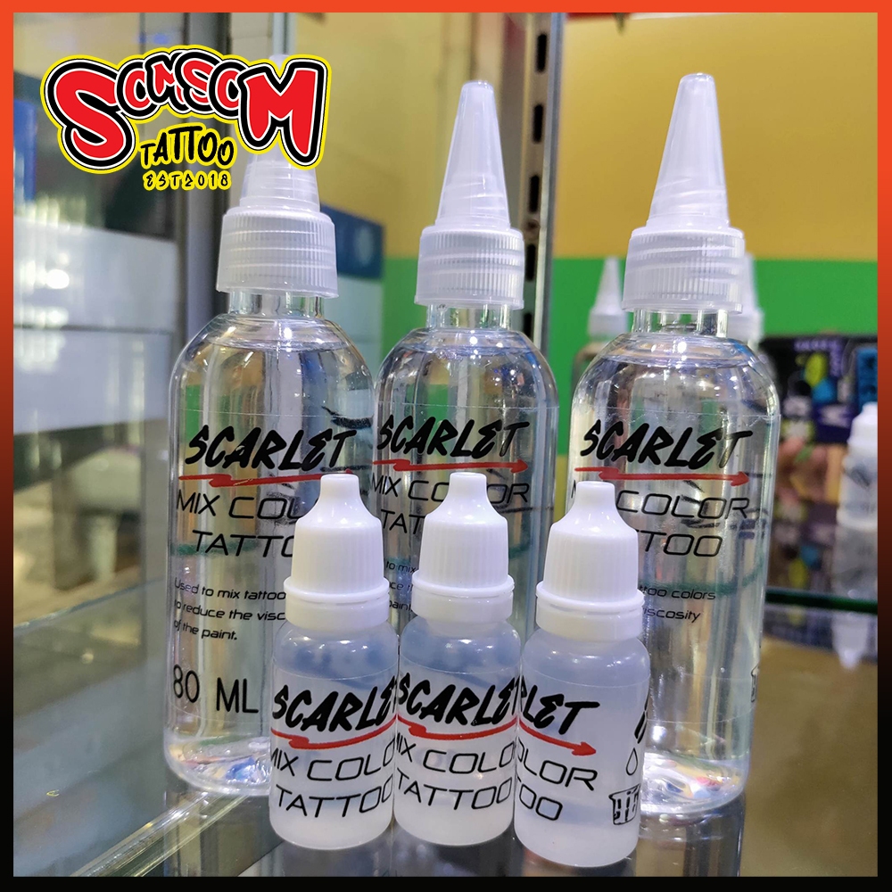 สกาเรตมิกซ์ มิกซ์สี ใช้ผสมสีสัก ลดหนืด ลดเหนียวของสี 10ml. / 80 ml.