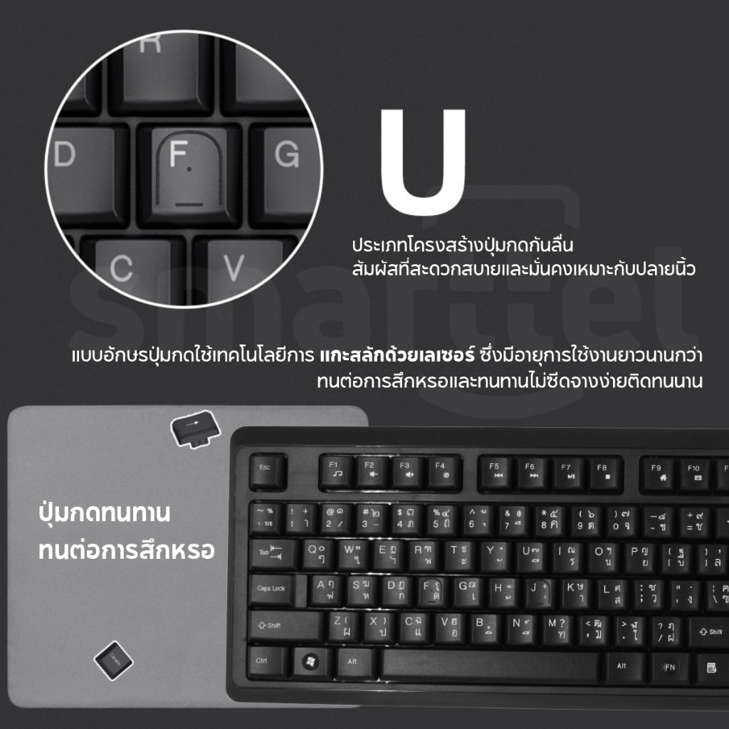 【แท้ 100%】A4TECH 4200N ชุดคีย์บอร์ดและเมาส์ไร้สาย 2.4 GHz Wireless | แป้นภาษาไทย | ระยะการทำงาน 10-15 ม | 1000 DPI | ประ