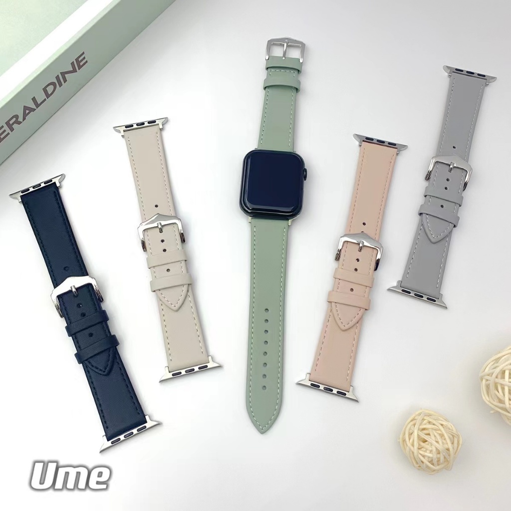 สายนาฬิกาข้อมือหนังสาย Watch10 9 7 6 se 8 ultra ขนาด 38/40/41/42/44/45/46/49มม strap ใหม่บางสายหนัง DD