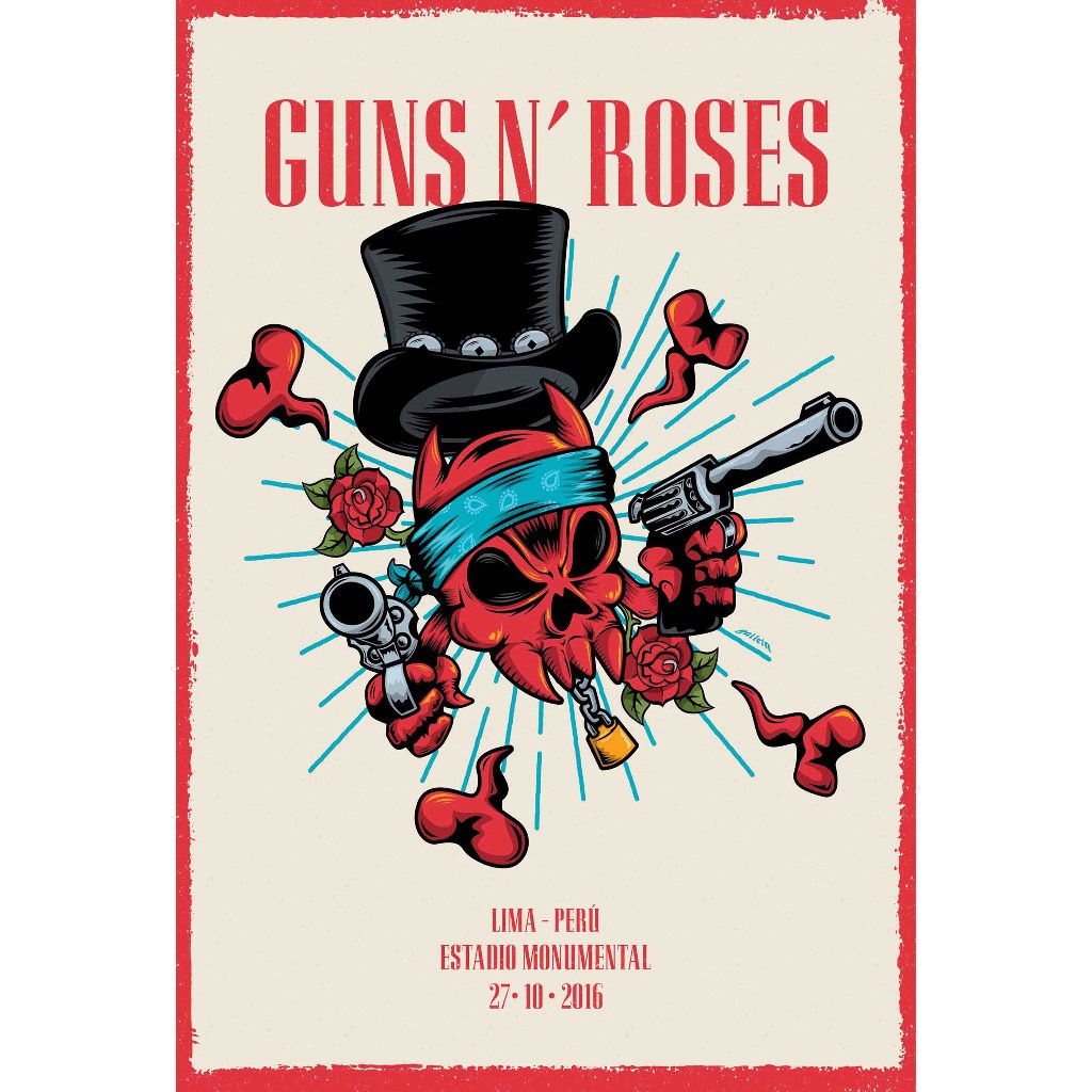 โปสเตอร์ Guns N' Roses โปสเตอร์ติดผนัง ของแต่งบ้าน วอลเปเปอร์ รูปภาพผนัง รับทำโปสเตอร์  Poster โปสเต
