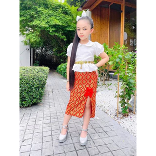 (รหัสKa)ชุดผ้าไทยเด็กผู้หญิง ชุดไทยประยุกต์ ไม่รวมเครื่องประดับ สวมใส่ได้ทันสมัยได้ทุกโอกาส