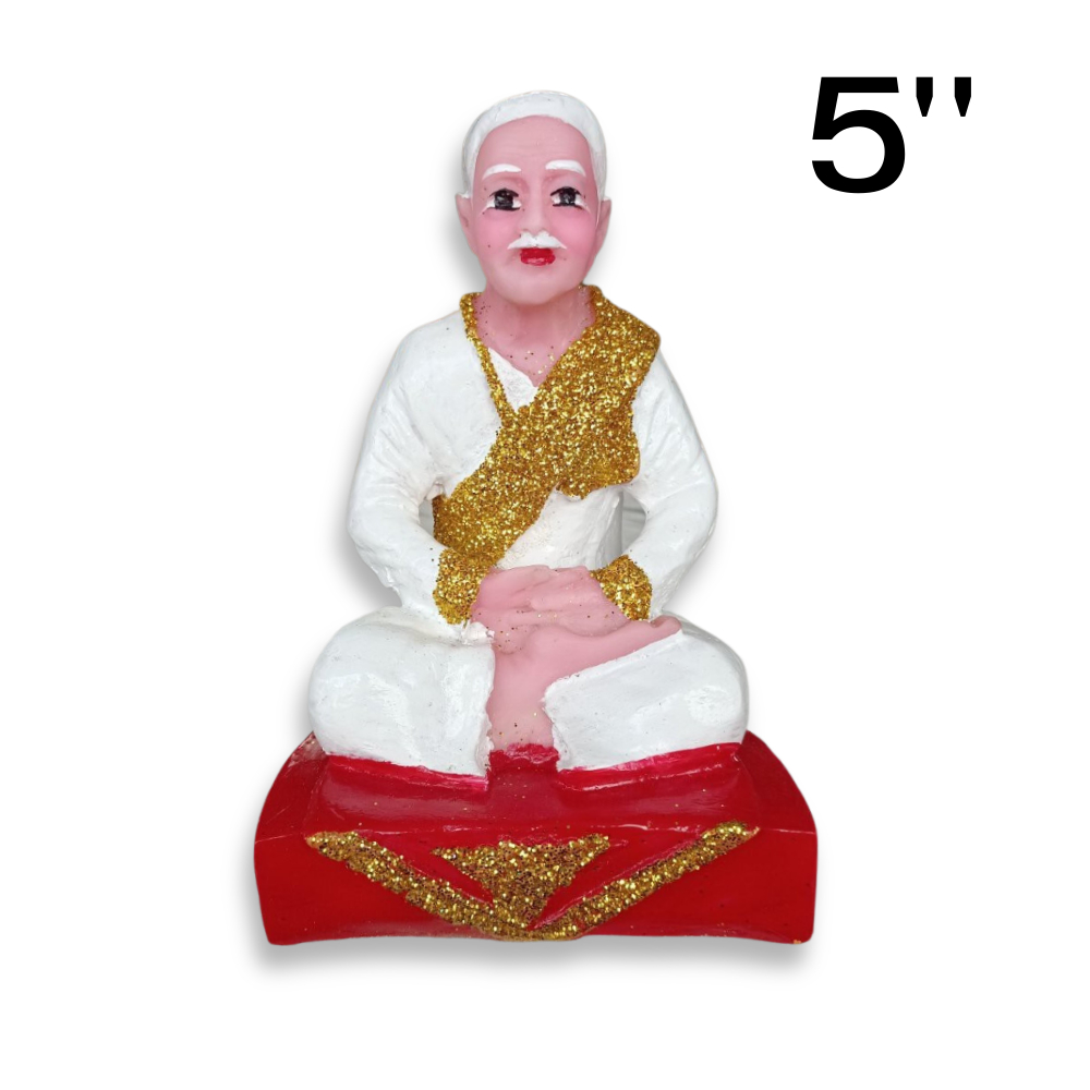 เจ้าที่ปู่ตา นั่ง  ชุดขาว กว้าง 5นิ้ว สูง 9นิ้ว