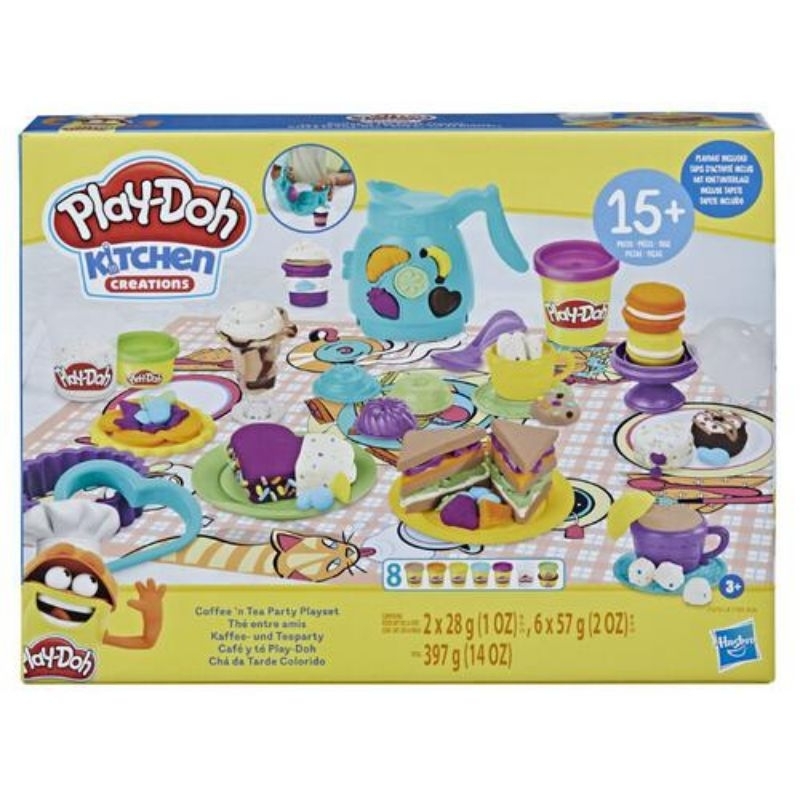 Play-Doh Kitchen Creations - Coffee 'n Tea Party Playset with 8 Colors, Playmat, Over 15 Tools เพลย์