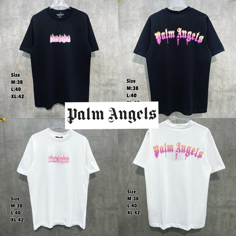 Palm Angels Unisex T-shirt 🏷️ Hiend 1:1 cotton 💯 เสื้อยืดคอหลมแขนสั้น Palm Angels ส่งไวจากไทย🇹🇭