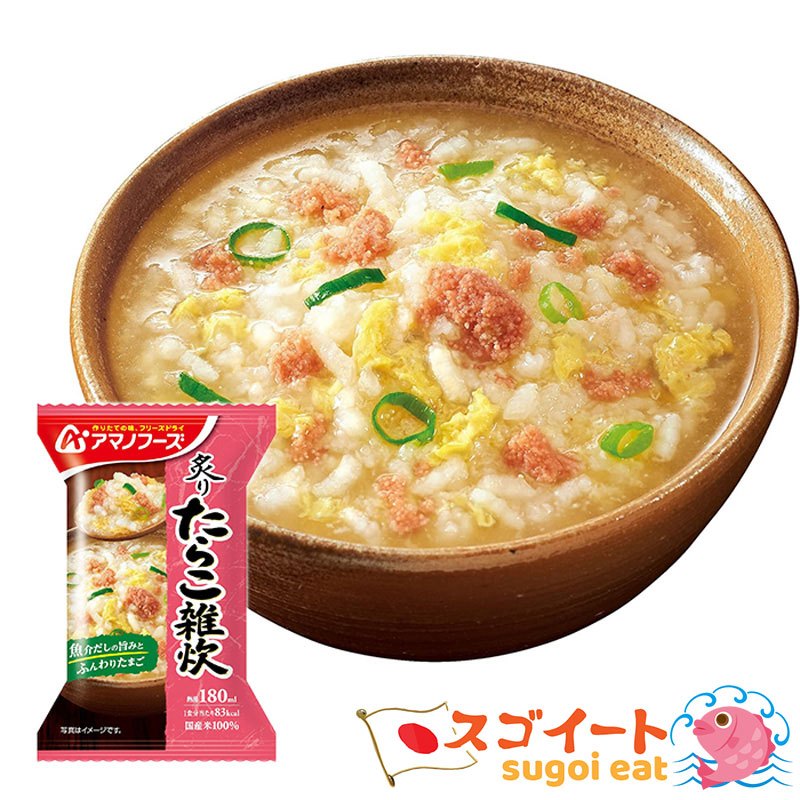 Amanofoods ข้าวต้มไข่ปลาคอท โจ๊กไข่ปลาทาราโกะ กึ่งสำเร็จรูป อาหารญี่ปุ่น Tarako Cod Roe Soup Porridg