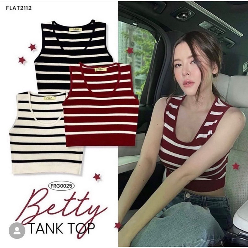 Flat2112 ส่งต่อ ใหม่ป้ายห้อย FLAT2112 FRG0025 : BETTY TANK TOP เสื้อกล้าม เสื้อแขนกุด ลายทาง เก็บเนื