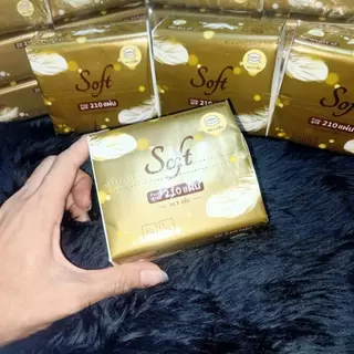 [S-ยกลัง 100ห่อ](พร้อมส่ง) Soft กระดาษทิชชู่ทองพรีเมี่ยม ขนาด 9x10 cm. จำนวน210แผ่น หนา3ชั้น ราคาถูก คุณภาพดี