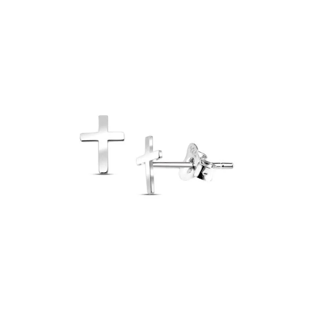 [พร้อมส่ง] ต่างหูเงินแท้ 925 ครอสสตั๊ด/925 Sterling Silver Cross Stud Earrings ใส่แล้วไม่แพ้ Silver thai Jewelry