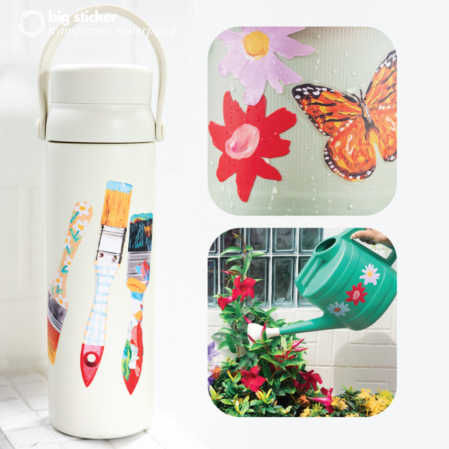 (5 ชิ้น 100.-) สติกเกอร์ไดคัทชิ้นใหญ่ กันน้ำ big sticker ลายดอกไม้น่ารัก สีสันสดใส give.me.museums - รูปที่ 2