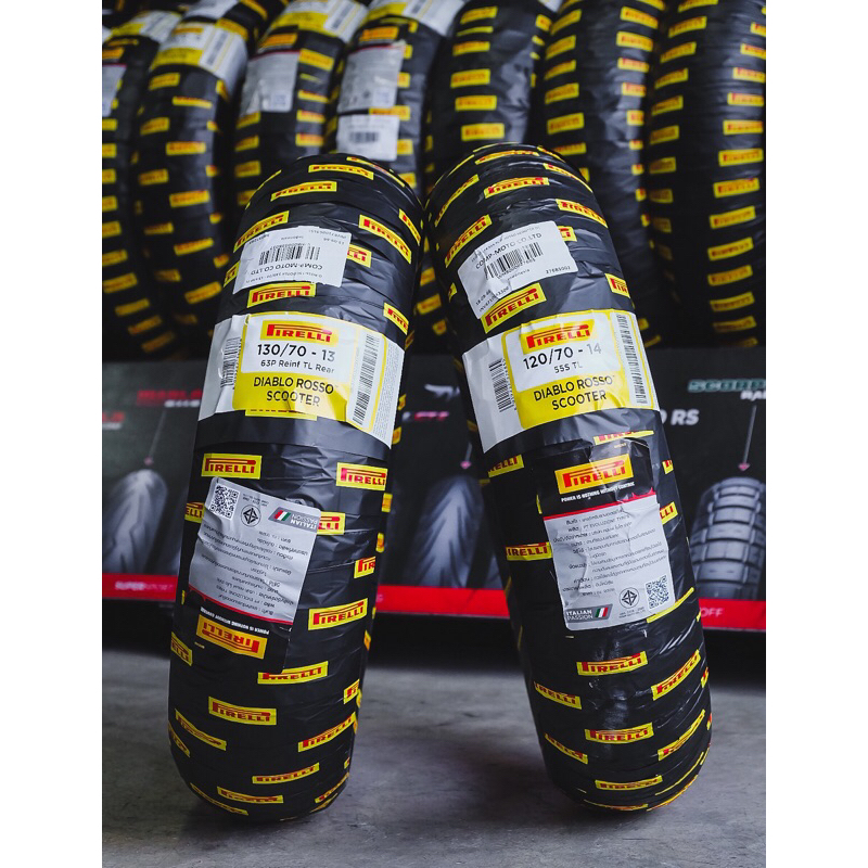 ยาง PIRELLI ROSSO SCOOTER ใส่ PCX160 / ADV150-160 ขยายยางหน้า 1 ไซส์ คู่ละ 4,450฿ (ยางปี 24)