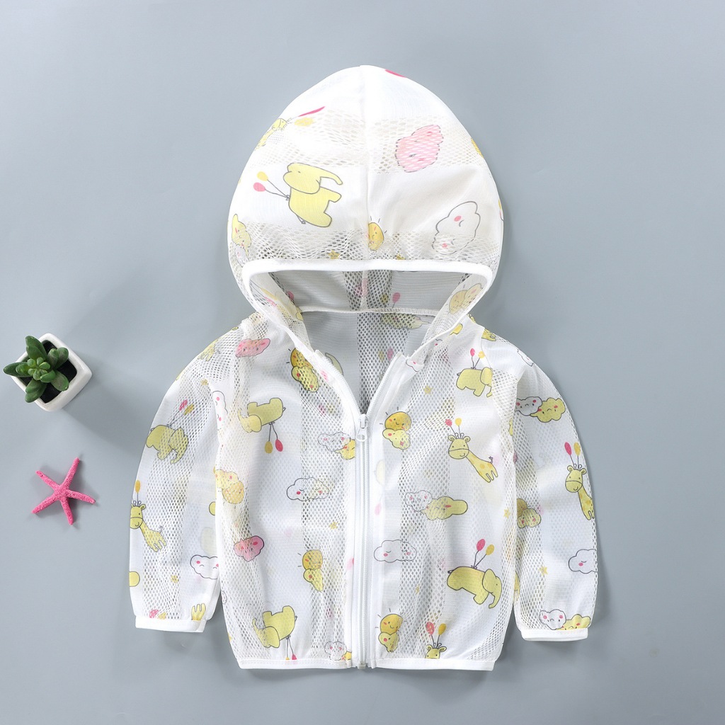 เสื้อคลุมกันเเดดมีหมวก กัน UV / UPF50+ กันลม กันแดด เกรดดี ผ้านิ่มเบาบาง พกเก็บง่าย ลายน่ารักใส่สบาย สำหรับเด็กอายุ 1-8ข - รูปที่ 2