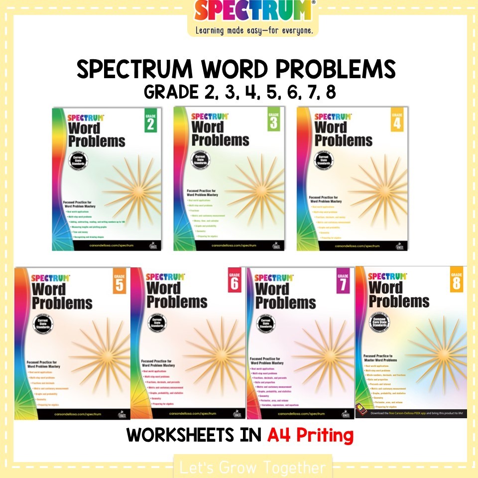 Spectrum Math Word Problems with Answer Keys  แบบฝึกหัดโจทย์ปัญหาคณิตศาสตร์ภาษาอังกฤษ พร้อมเฉลย