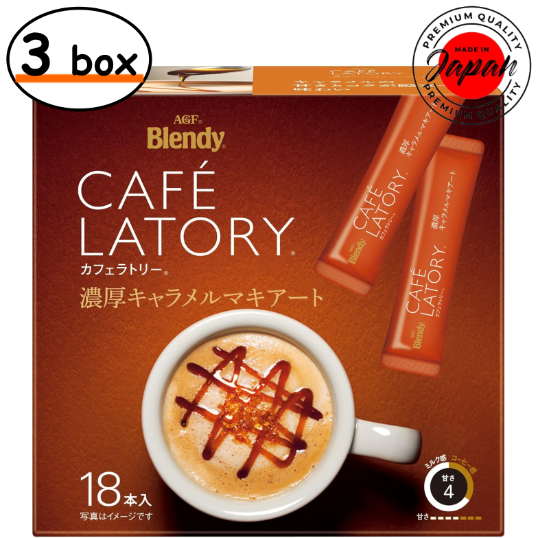 Agf Blendy Cafe Latory Rich Caramel Macchiato (18 แท่ง X 3 กล่อง) [Cafe Latte Stick] ลาเต้ รสหวาน [ผ