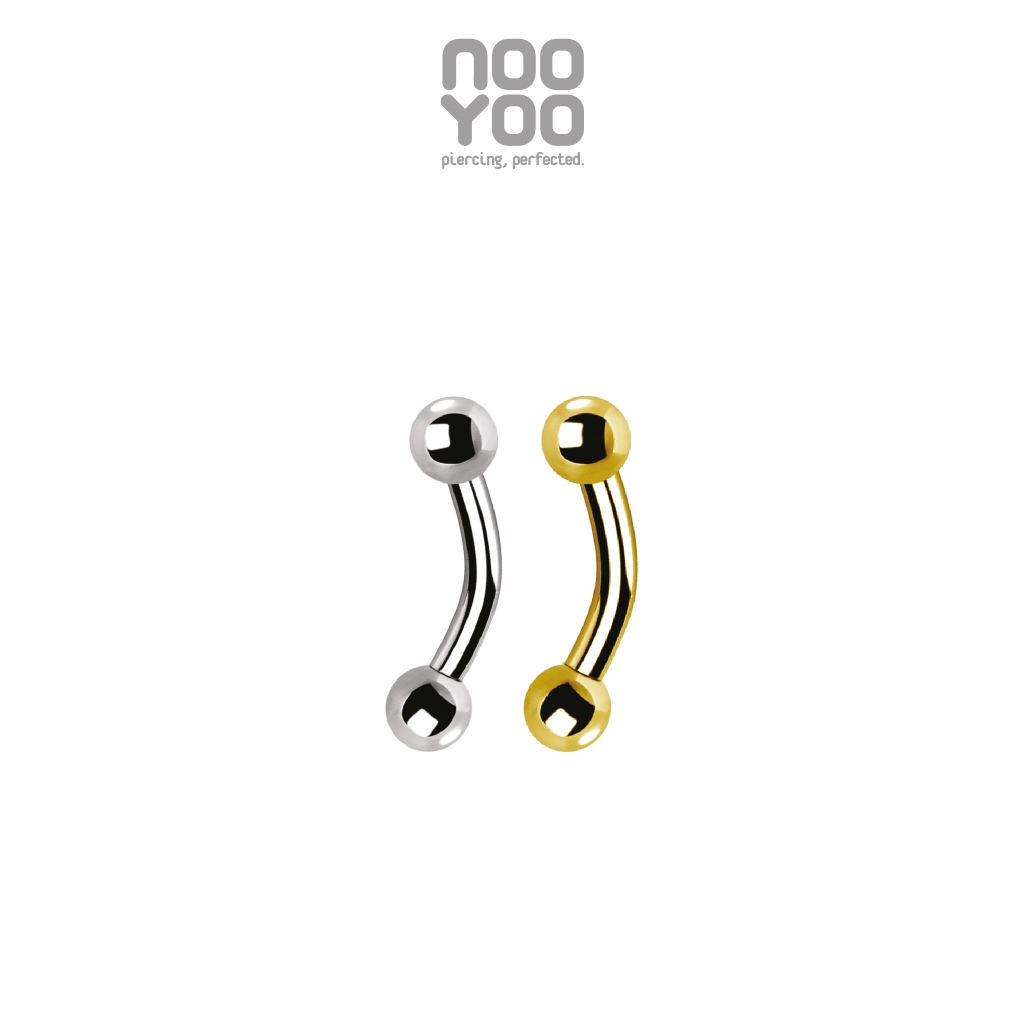 NooYoo จิวสะดือสำหรับผิวแพ้ง่าย Titanium Barbell Banana (สีขาว/สีทอง)