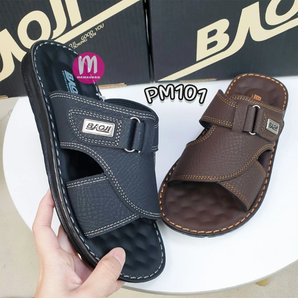 รองเท้าผู้ชาย Baoji PM101 /PM104 /PM110 /PM113 รองเท้าแตะ แบบสวม เบอร์ 39-44 เย็บขอบ