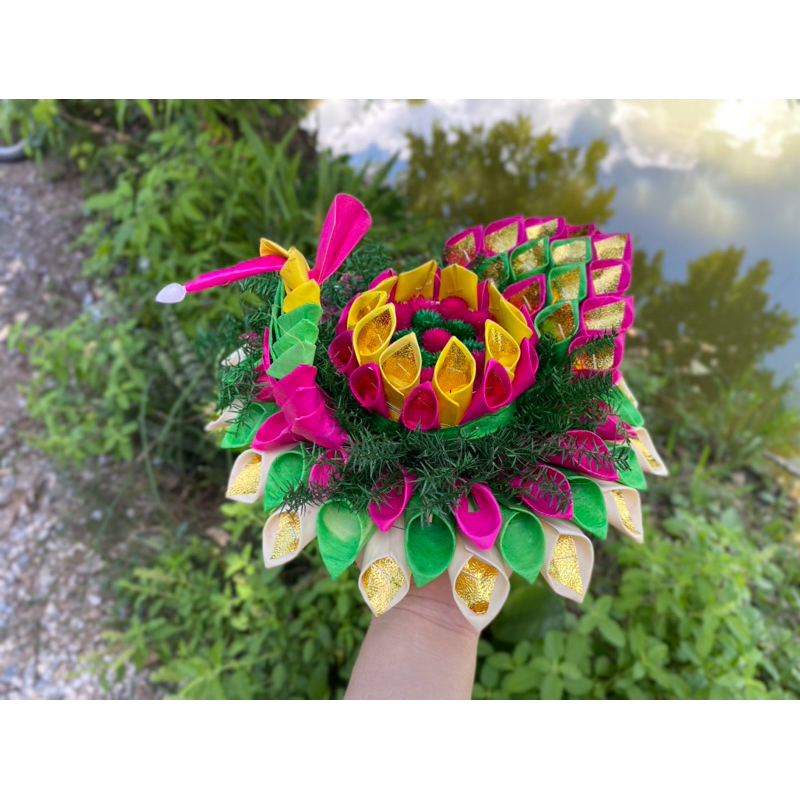 กระทง กระทงใบลานสุโขทัย(ขนาด10นิ้ว)คละสี