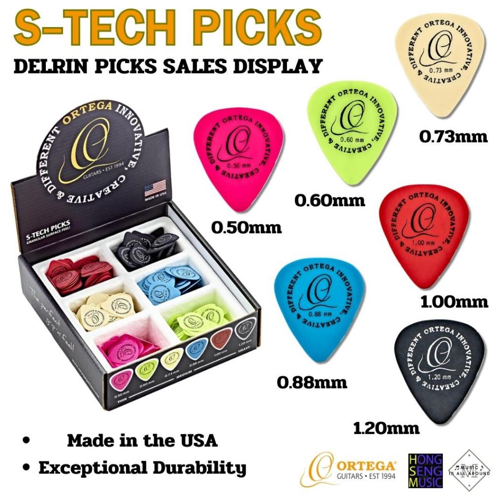 Pick guitar Ortega S-TECH PICKS เนื้อ DELRIN Made in the USA มีให้เลือก 6 ขนาด
