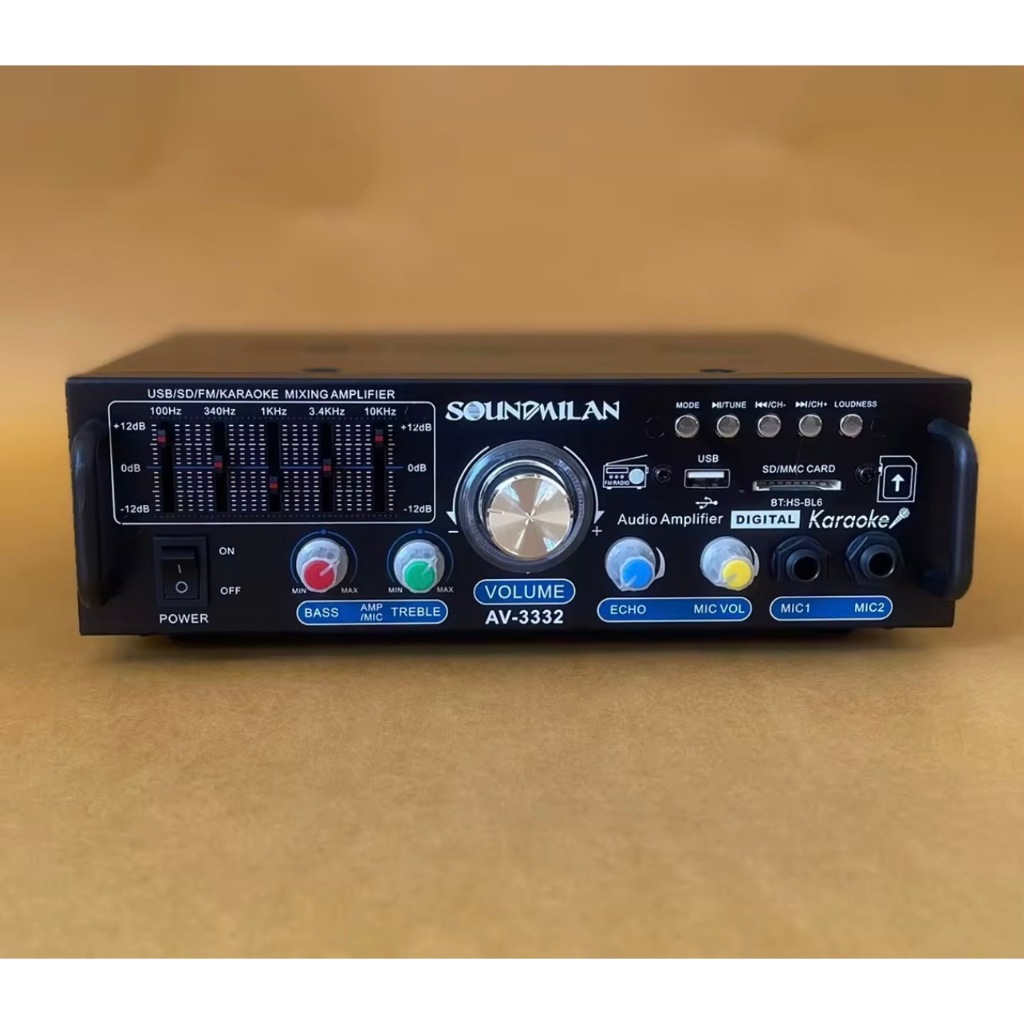 Amplifier แอมป์ขยาย เครื่องขยายเสียง AC DC Bluetooth USB MP3 SDCARD FM รุ่น3332