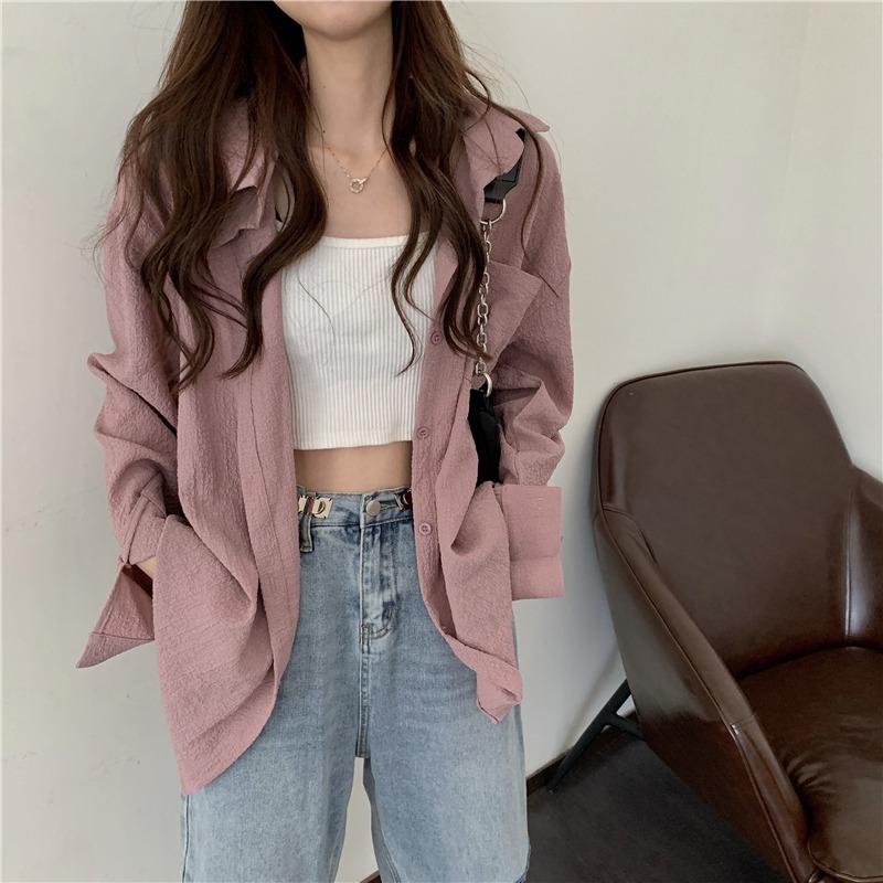 ล้างสต็อก⚡️ CT496 มาใหม่ เสื้อเชิ้ตสตรี ผ้าฝ้าย แขนยาวคอปก แบบสาวญีปุ่น ทรงหลวม free size มี6สีให้เลือก - รูปที่ 5