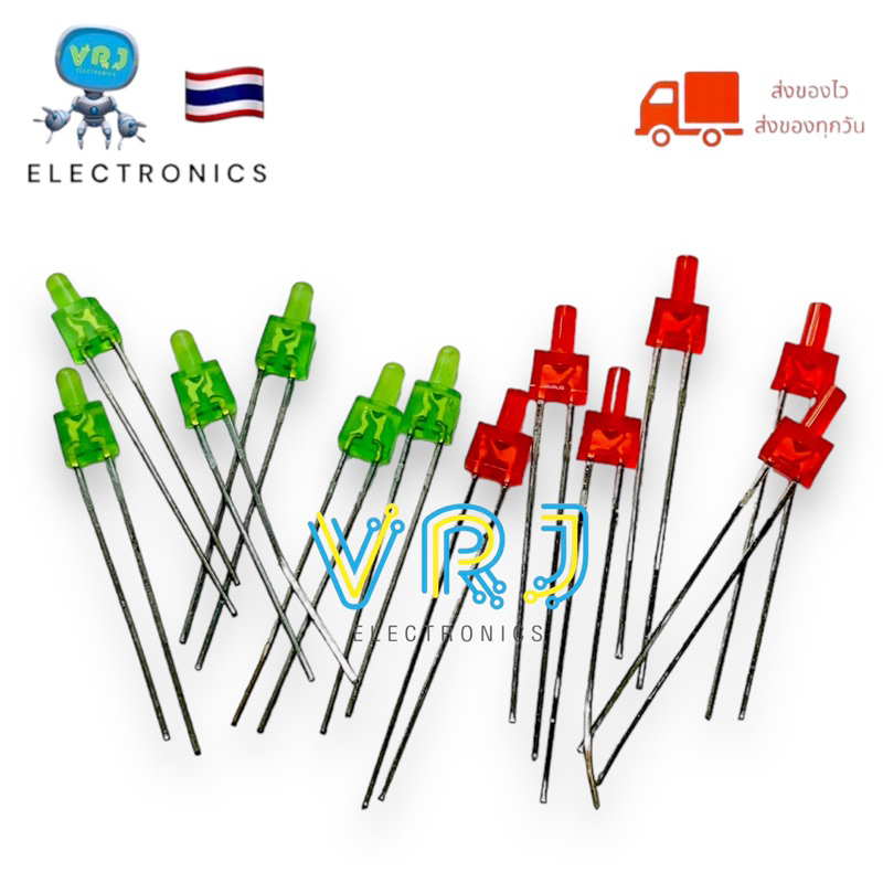 ไดโอดเปล่งแสง LED (แพ็ค10ตัว)อินไลน์ ขนาด2mm แบบอินไลน์ชิ้นส่วนอิเล็กทรอนิกส์ DIY