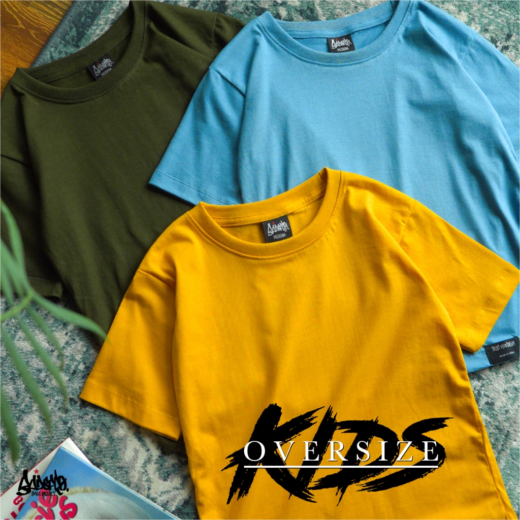 9.9 SALE ® เสื้อยืดเด็กสีพื้น ทรง Oversize อายุ 4-9 ปี ( รุ่นแขนยาว ) สีเบจ เขียว ขาว ดำ เด็กผู้ชาย หญิง / Kols