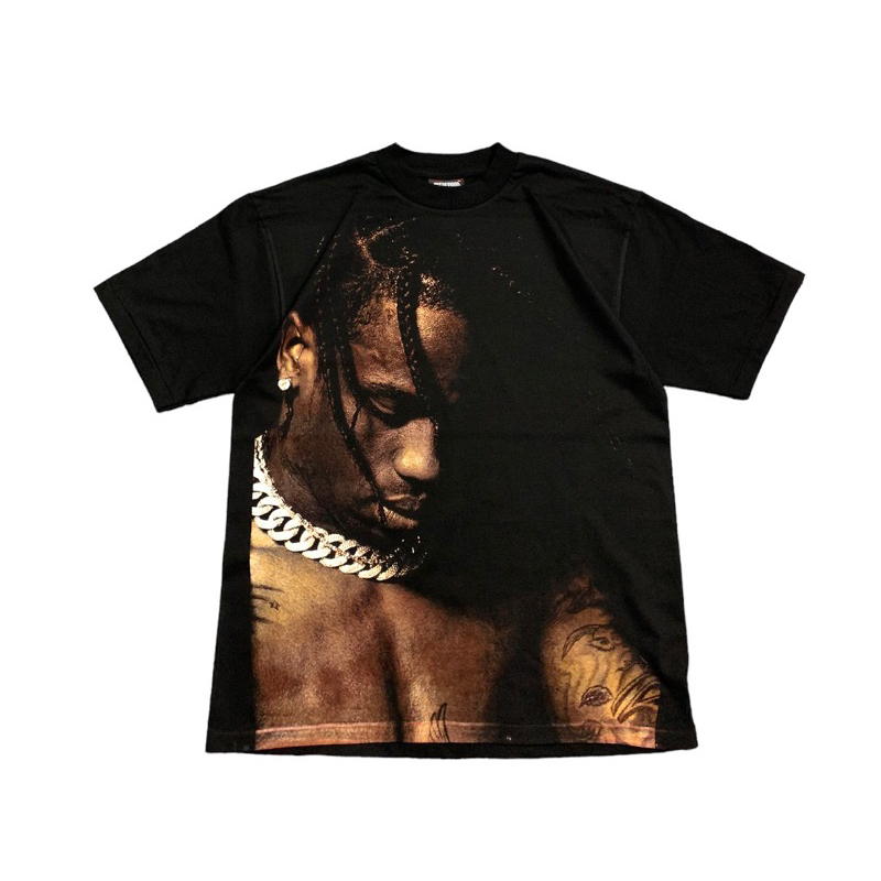 เสื้อยืดคอฟิต รุ่น Travis Scott สไตล์วินเทจ