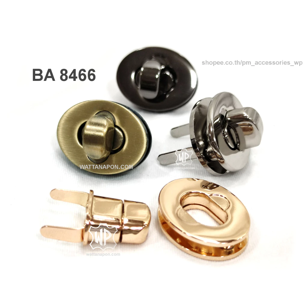 BA 8466 ตัวล็อคฝากระเป๋า แบบหัวลูกบิด ขนาด29x22mm. Zinc Alloy Handbag/Purse Snap Lock