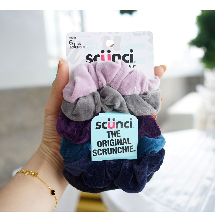 Scunci Scrunchie กำมะหยี่นุ่ม แพ็ค 6 เส้น