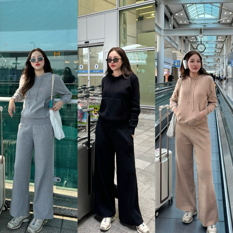 MALIMAYS - Hoodie knit set airport look ชุดขึ้นเครื่อง