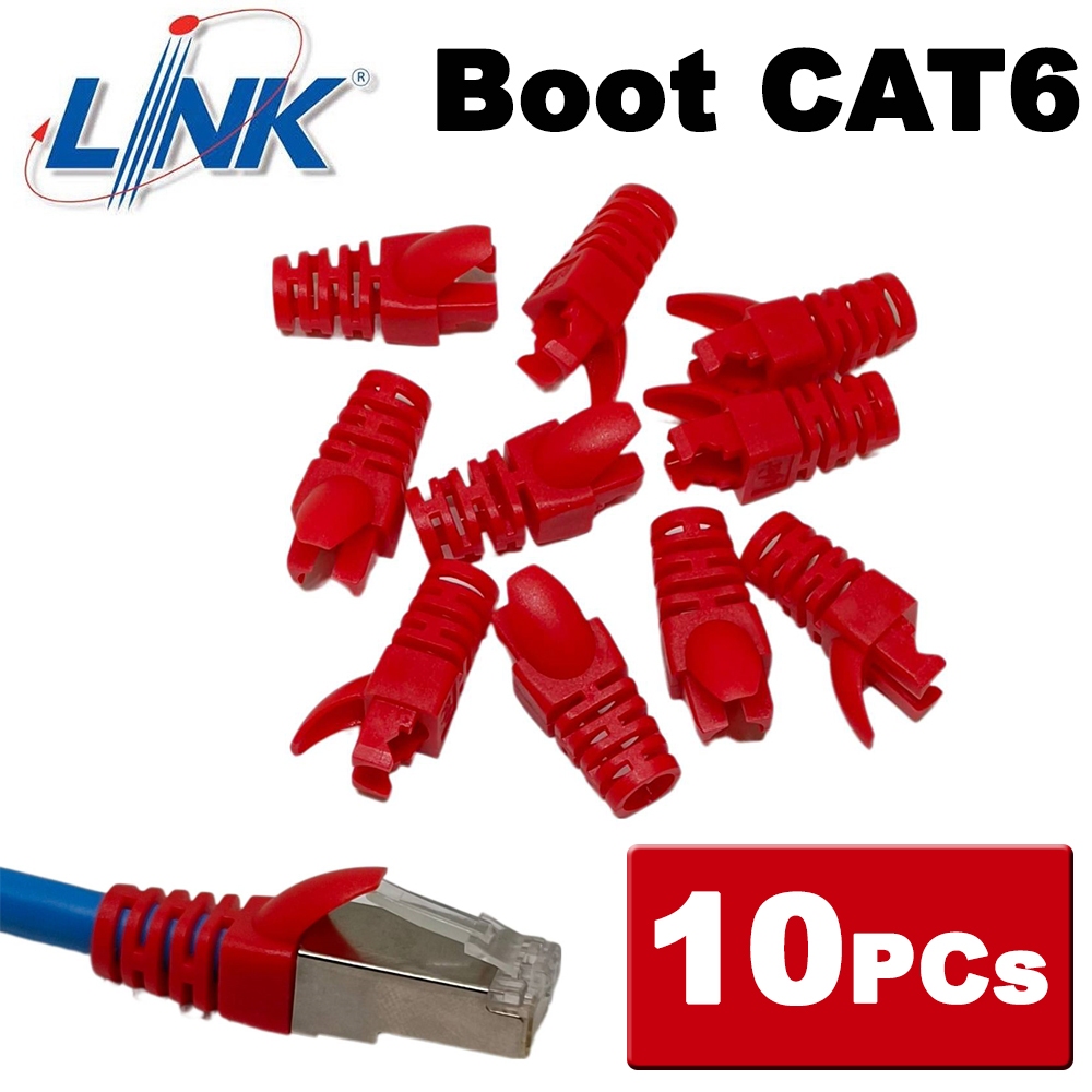 ปลั๊กบูท คุณภาพสูง LINK US-6622 สีแดง 10หัว/แพ็ค CAT6 Locking PLUG ( BOOT RED ) RJ45 Caps Cat5e CAT6 Protective Sleeve