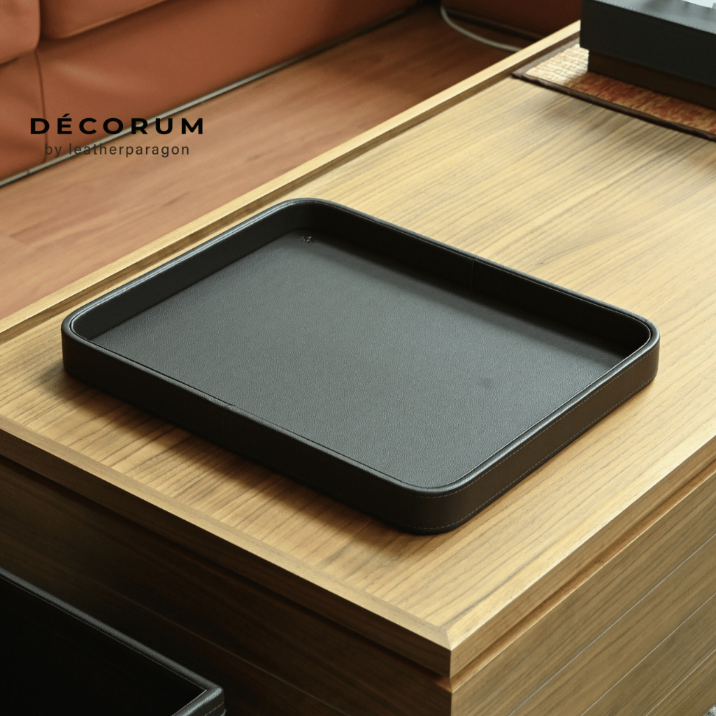 Decorum - Leather tray with round corner ถาดหนัง ใส่ของ เครื่องประดับ ตกแต่งบ้าน โรงแรม