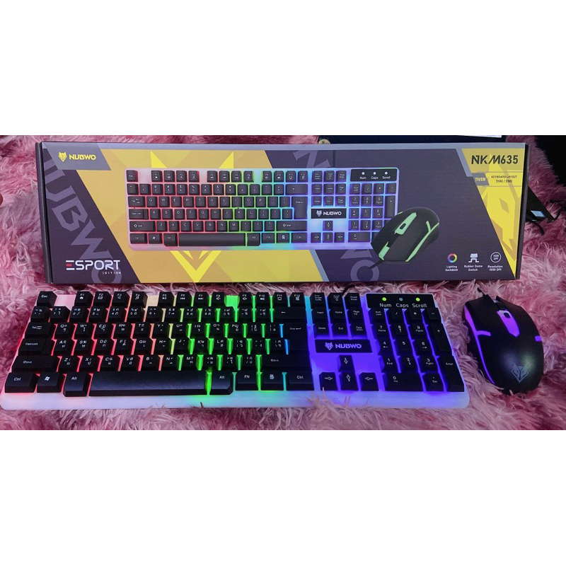 คีย์บอร์ด เกมมิ่ง nubwo รุ่น NKM635 ชุดคอมโบเซ๊ต สุดคุ้ม มีไฟ