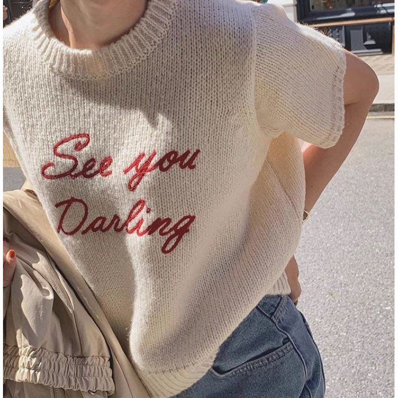 [3629] เสื้อไหมพรมแขนสั้น