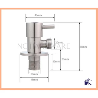 NC Hardware Stop Valve SS 304 เซรามิควาลว์ สต๊อปวาลว์ 1 ทาง เนื้อสเเตนเลส 304 ด้าน (Stainless Steal Stop Valve)