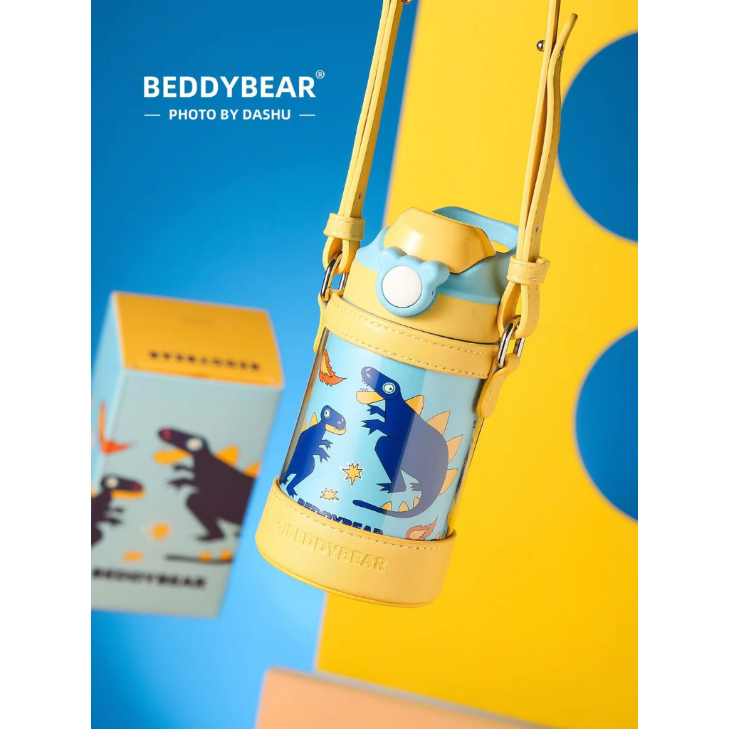 BeddyBear กระติกน้ำสูญญากาศสแตนเลส เก็บอุณหภูมิ ร้อน/เย็น ฝาหลอดดูด พร้อมกระเป๋าสะพาย รุ่น BB003CTS-003 380 ml.