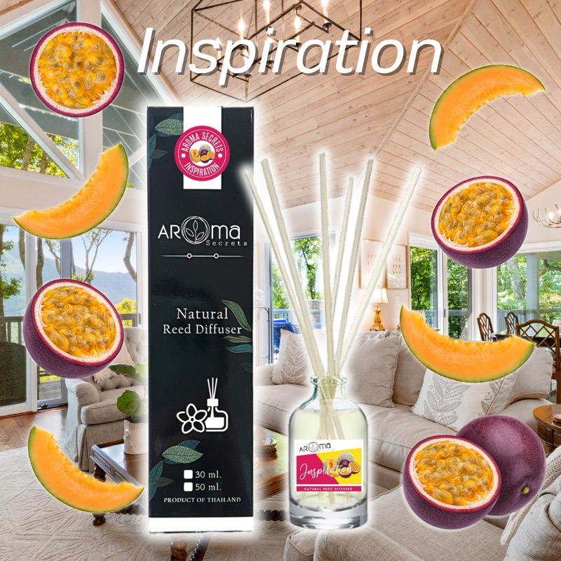 InSpiration (เมล่อน+เสาวรส) ก้านไม้หอมปรับอากาศ Reed Diffuser Aroma Secrets