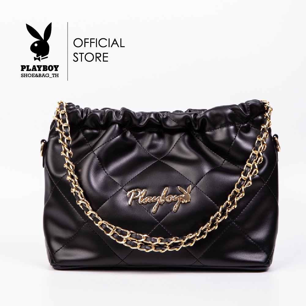 ซื้อ Playboy:Kanom Jeeb Women's Bag กระเป๋าสะพายข้างผู้หญิง รุ่น ST-B234PB542 ดีไซน์ทรงขนมจีบรูดสายโซ่ มี 2สี สีดำและสีน้ำตาล